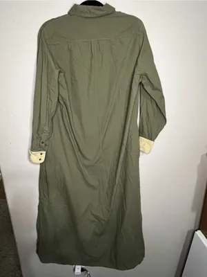 Tuckernuck Army Green Shiver Side‎ Slits Cotton Button Down Preppy MIDI Dress thumbnail 8