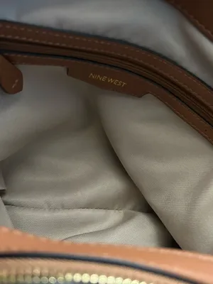 Nine West Cream Canvas Shoulder Tote Boho Bag with Brown Trim thumbnail 13
