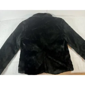 Guess Jeans Glamour faux fur Glam black statement‎ coat Y2K Women’s L Italy thumbnail 7