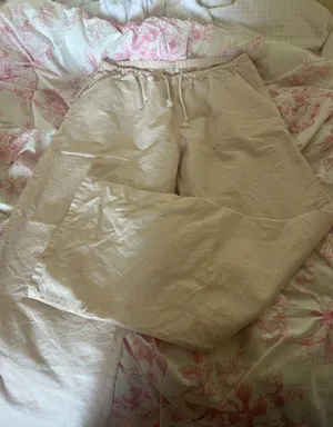 Brandy Melville Linen Striped Pants Pink thumbnail 1