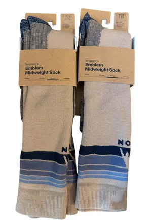 2 Pair Burton Women's Emblem Mid weight Socks snowboard ski taupe M/L NWT thumbnail 1