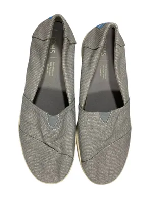 TOMS Classic Slip On Shoes Gray Textured Canvas Women’s Size 7.5 Casual Flats thumbnail 2