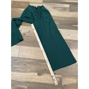Jealous Tomato Green High Waist Wide Leg Pants Front Button Detail Pleated Sz L thumbnail 6