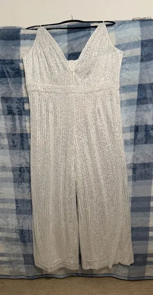 Double Crazy Women's Deep V-Neck Sleeveless Wide Leg Sequin Jumpsuit 1XL thumbnail 1