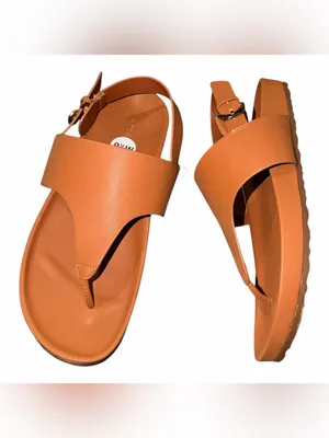 NEW Aerosoles Tan Cognac Thong Sandals with Buckle Ankle Strap 9.5W thumbnail 3