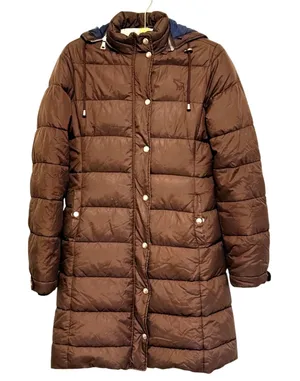 Vintage Y2K Abercrombie Puffer Jacket Hooded Parka Coat Womens M Brown Bella thumbnail 1