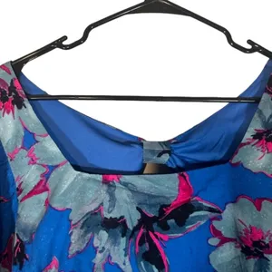 Band of the Free Blue Floral Key Hole Back Square Neck Crop Top Women Sz M thumbnail 4