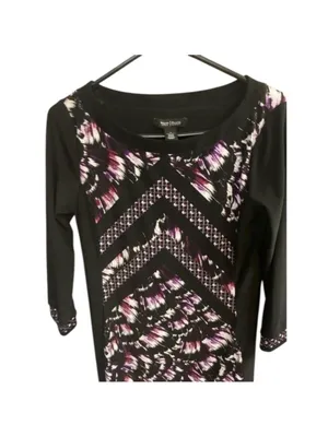 White House Black Market Dress, Size S, Black & Purple thumbnail 3