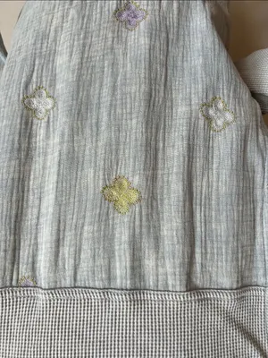 Mystree Light Gray Waffle-Knit Hooded Button Shirt floral detail removable hood thumbnail 5