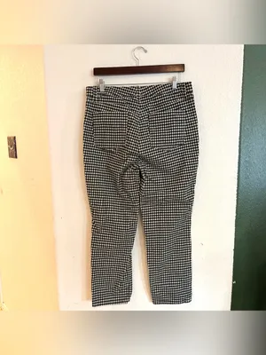 Talbots Womens Pants Black White Plaid Corduroy High Waist Straight Leg Size 12 thumbnail 2