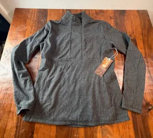 Kyodan Outdoor Womens Herringbone Quarter Zip Pullover Grey Large NWT Gray thumbnail 1