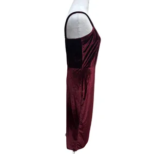 Vaararo Velvet Bodycon Dress Burgundy Hoco Party Formal Event Holiday Wedding M thumbnail 3