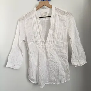 Abercrombie & Fitch Y2K Large Sheer Peasant Babydoll Top Boho Dainty Deep V Neck thumbnail 1