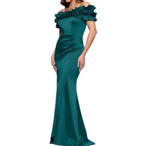 Xscape Hunter Green Off-Shoulder Ruffle Mermaid Formal Gown Size 14 NWT thumbnail 2