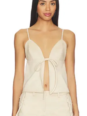 NEW Revolve SNDYS Wes Faux Suede Top in Chalk Women’s Small thumbnail 1