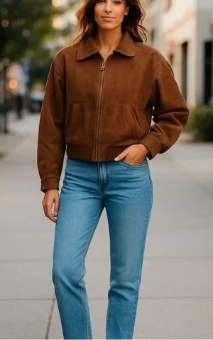 Jolly Lumbuck Leather Jacket Womens Size Xs Brown Zip Up Jackson Hole Wyoming thumbnail 1