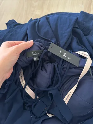 LULU’S Sophisticated Occasion Navy Blue Bustier Lace-Up Maxi Dress thumbnail 8