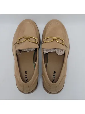 Torrid Clean Faux Suede Chunky Buckle Platform Tan Loafers Size 10 WW thumbnail 4