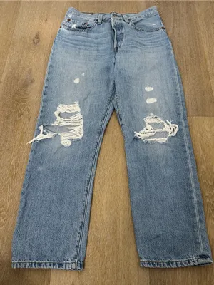 Levi’s Light Blue Distressed Straight-Leg Jeans thumbnail 1