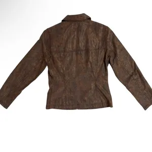 Andre Oliver Women’s Brown Black Faux SnakeSkin Leather Collared Jacket 4 thumbnail 6