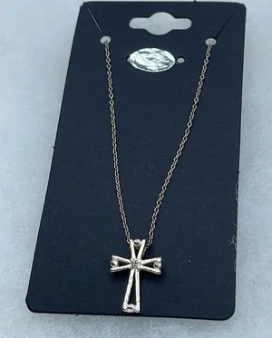 Sterling silver chain and cross pendant necklace. thumbnail 1