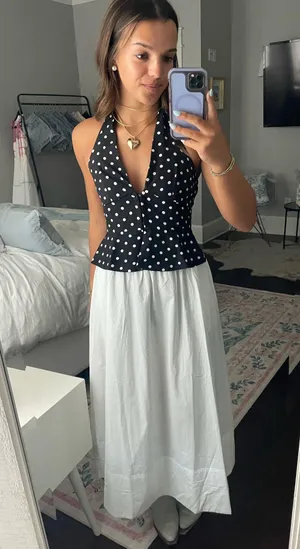 Polka dot top/ corset Black thumbnail 2