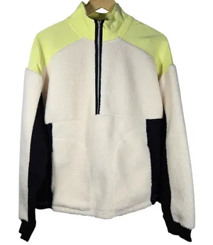 Sanctuary Womens Quarter Zip Sherpa Fleece Pullover CT3228MX2 Cream Neon S‎ thumbnail 1