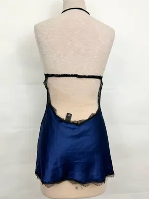 Victoria’s Secret Lace Halter Blue Nighty Chemise Lingerie Small thumbnail 5