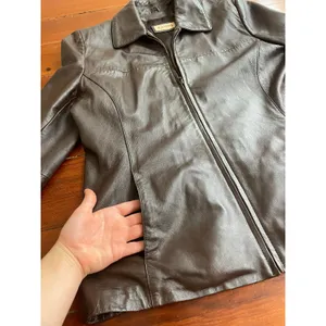 Wilsons Leather Brown Lambskin Zip Jacket Womens Large Y2K Minimalist Coat thumbnail 7