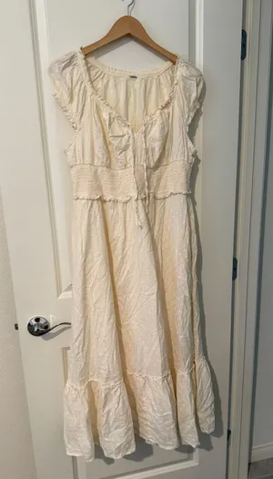 Old Navy Perfect White Midi/Maxi Cottage Core Dress thumbnail 1