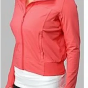 Lululemon coral full zipper long sleeve jacket Tadasana yoga athletic zip pocket thumbnail 2