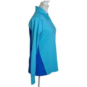 Womens Under Armour Snap Neck Pullover Fitted Sweatshirt Thumb Holes Blue Size L thumbnail 2