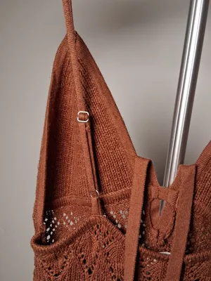Abercrombie & Fitch Rust Knit Maxi Dress Spaghetti Straps size Medium thumbnail 8