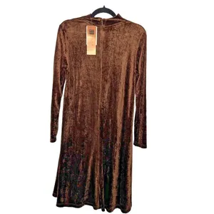 Vintage Carole Little‎ Dress Size 6 Brown Velvet 90s Y2K Long Sleeve Mock Neck thumbnail 4