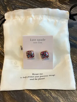 kate spade New York Multicolor Glitter Square Stud Earrings thumbnail 1