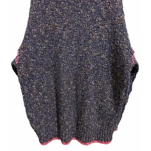 Free People Echo Navy Flecked Oversized Wool Blend Turtleneck Sweater Size‎ Med thumbnail 6