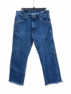 Wrangler Blue Relaxed Straight Jeans raw hem 32x32 thumbnail 1