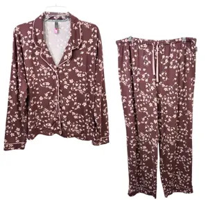 Vince Camuto XL Pajama Set Burgundy Floral Long Sleeve‎ Pants Feminine 651 thumbnail 1