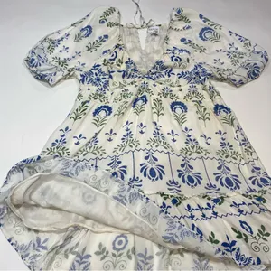 Saylor Gracey floral v neck puff sleeve Summer Dress Size L thumbnail 4