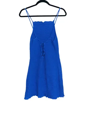 Free People Lyla Smocked Blue Sleeveless Mini Dress SMALL thumbnail 5