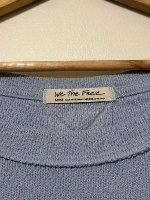 Free People We The Free Snowy Thermal Top Size Large in Baby Blue thumbnail 3