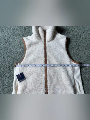Chaps Faux Shearling Fleece Sherpa Vest Full Zip Womens Size XL Cream Brown NWT thumbnail 3