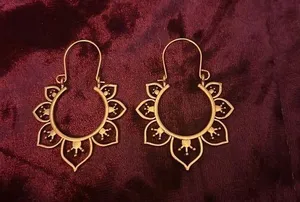 Copper Circular Earrings with Intricate Detail thumbnail 1