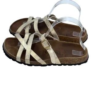 Betula Birkenstock Ivory & Gold Faux Leather Strappy Sandals Size 38‎ - L7 thumbnail 2