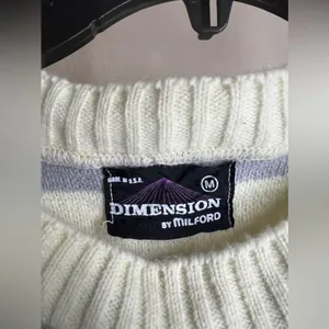 Vintage PulloverDimension By Milford Womens cream &grey|USA Made Crewneck|Size:M thumbnail 7