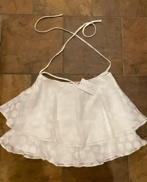 White Polka Dot Waist-Tie Mini Skirt thumbnail 1