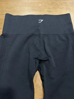 Gymshark Black Seamless 7/8 Leggings Cutout Mesh Ribbed High Waist XS thumbnail 8