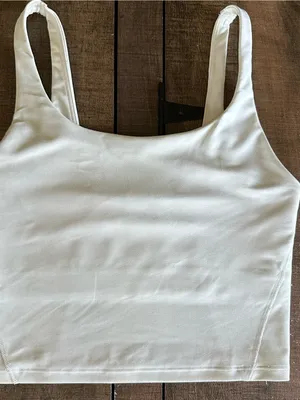 Old Navy Active PowerSoft Crop Tank Sports Bra White Light Support Go-Dry S thumbnail 2