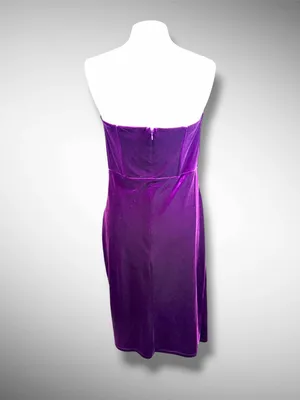LULUS Glamorous Celebrations Dark Purple Velvet Strapless Tulip Dress, XL thumbnail 9