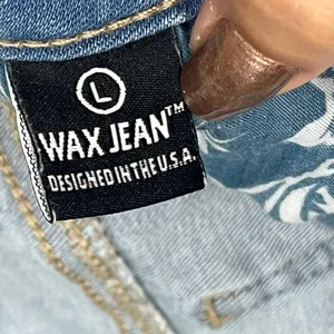 Wax Jean Distressed‎ Frayed Hem Bleach Wash Floral Oversized Pockets Mid-Rise(L) thumbnail 5